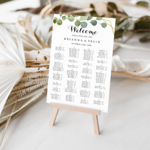 Poster Carte de siège alphabétique des Feuilles verts tro