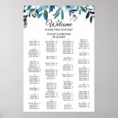 Poster Carte de siège alphabétique floral de la marine cé (Devant)