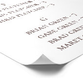 Poster Carte de siège alphabétique Floral Orange Bourgogn (Coin)