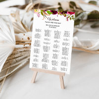 Carte de siège alphabétique floral simple Bourgogn