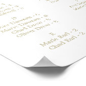 Poster Carte de siège alphabétique minimale feuille or (Coin)