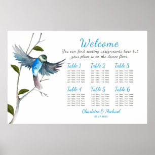 Poster Carte de siège Blue Bird of Happiness 36"x24"