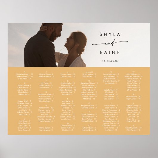 Poster Carte de siège Boho Chic Jaune Marigold (Devant)