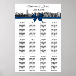 Poster Carte de siège BW Bleu Bw à large bande NYC