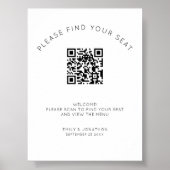 Poster Carte de siège de code QR imprimable noir et blanc (Devant)