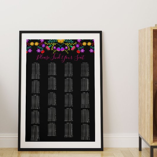 Poster Carte de siège de la Fiesta Florale mexicaine