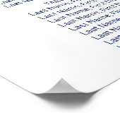 Poster Carte de siège de la Marine Blue Calligraphy (Coin)