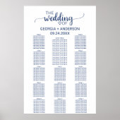 Poster Carte de siège de la Marine Blue Calligraphy (Devant)