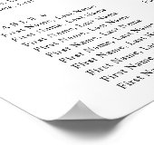 Poster Carte de siège de l'invité rose blanc de Champagne (Coin)