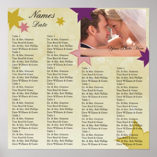 Poster Carte de siège de réception avec votre photo (Devant)