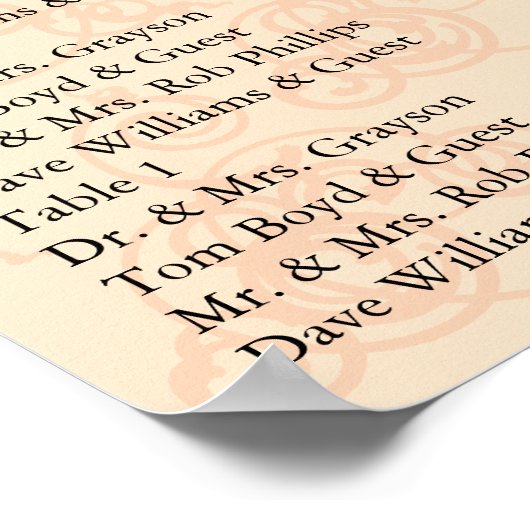 Poster Carte de siège de réception Corail (Coin)