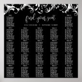 Poster Carte de siège de réception Fancy Swirl Black Dama (Devant)