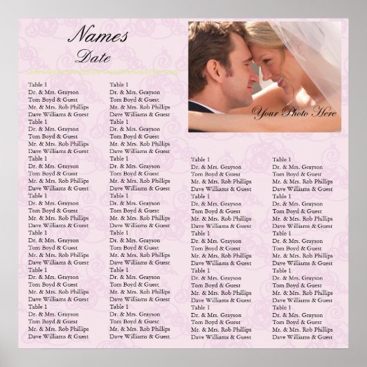 Poster Carte de siège de réception Lilac (Devant)