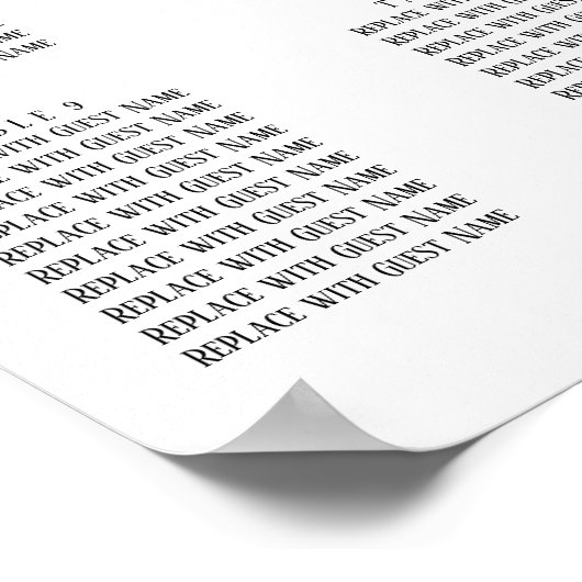 Poster Carte de siège de réception par écriture simple (Coin)