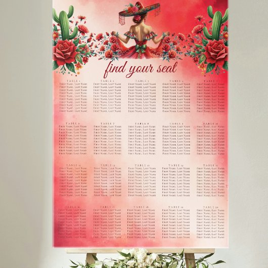 Poster Carte de siège de style mexicain Quinceañera