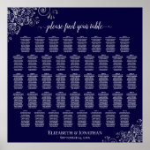 Poster Carte de siège de table Lacy Navy Blue & Silver 43 (Devant)
