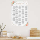 Poster Carte de siège des fleurs d'aquarelle géométrique (Cuisine)