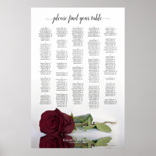Poster Carte de siège du Mariage alphabétique Rose de Bou