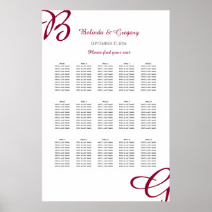 Poster Carte de siège du Mariage de automne d'automne de