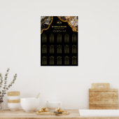 Poster Carte de siège du Mariage de l'Agate Noir & Or (Cuisine)