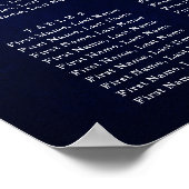 Poster Carte de siège du Mariage de tournesol Royal Blue  (Coin)