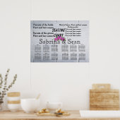 Poster Carte de siège du mariage Destinée romantique (Cuisine)