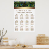 Poster Carte de siège du Mariage Peacock Or (Cuisine)