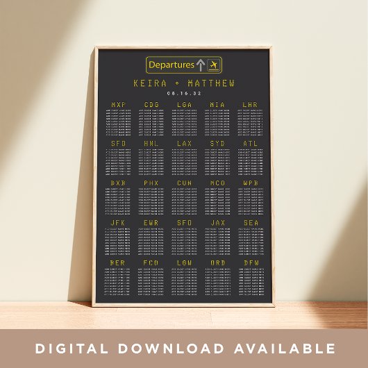 Poster Carte de siège du Mariage XL du quai de départ de 