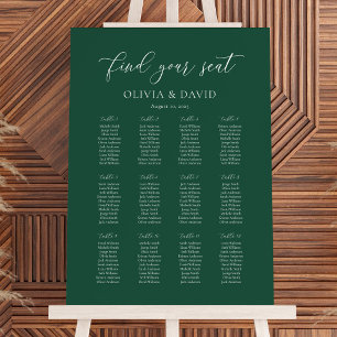 Poster Carte de siège Emerald Green 12 table
