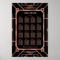 Carte de siège en cuivre noir Great Gatsby de luxe