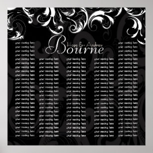 Poster Carte de siège en damas de mariée et de chambre po