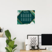 Poster Carte de siège en marbre Abstrait Emerald Gold (Bureau à domicile)