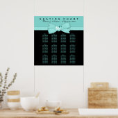 Poster Carte de siège en Mariage bleu Turquoise noir (Cuisine)