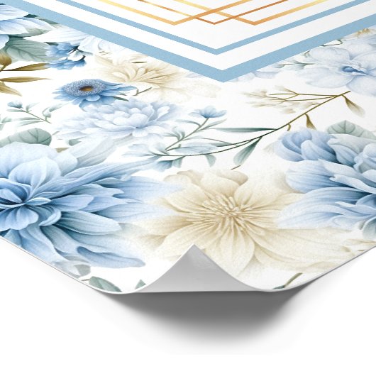 Poster Carte de siège en or bleu Dusty romantique (Coin)