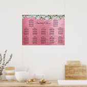 Poster Carte de siège en rose et blanc métallique (Cuisine)