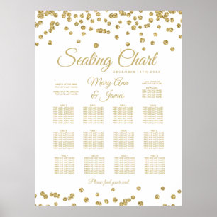 Poster Carte de siège Gold Faux Parties scintillant Confe