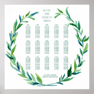 Poster Carte de siège Laurel Wreath Olive Leaf Branch Mod