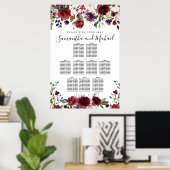 Poster Carte de siège Mariage à 9 tables de Floral rouge  (Bureau à domicile)