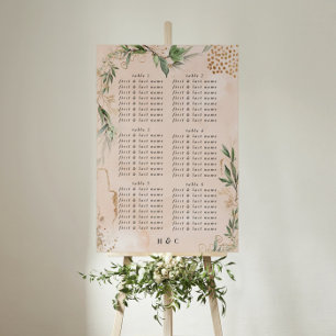 Poster Carte de siège Mariage Abstrait Eucalyptus moderne