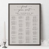 Poster Carte de siège Mariage alphabétique ivoire simple