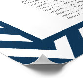 Poster Carte de siège Mariage bleu Chevron de la Marine 1 (Coin)