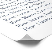 Poster Carte de siège Mariage bleu et bleu marine (Coin)