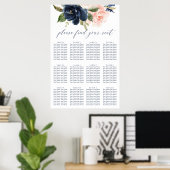 Poster Carte de siège Mariage bleu et bleu marine (Bureau à domicile)