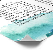 Poster Carte de siège Mariage bleu vert Aqua Aquarelle (Coin)