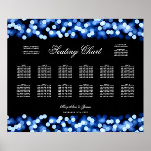 Poster Carte de siège mariage Blue Hollywood Glam
