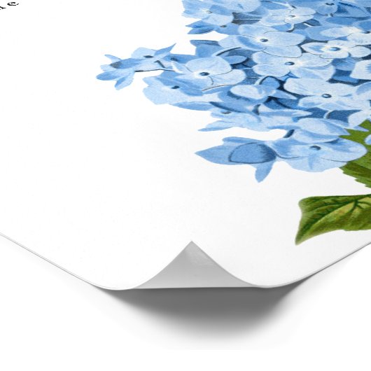 Poster Carte de siège Mariage Blue Hydrangea (Coin)