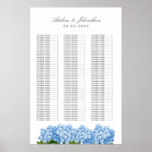 Poster Carte de siège Mariage Blue Hydrangea (Devant)