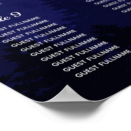 Poster Carte de siège Mariage Blue Mountains (Coin)