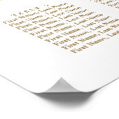 Poster Carte de siège Mariage botanique en or et vert (Coin)