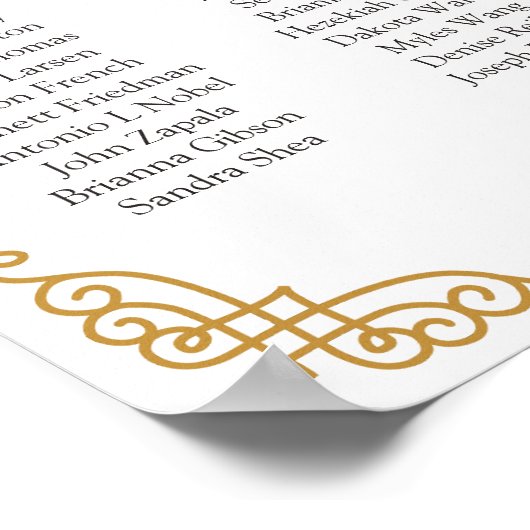 Poster Carte de siège mariage, Calligraphie Couleur perso (Coin)